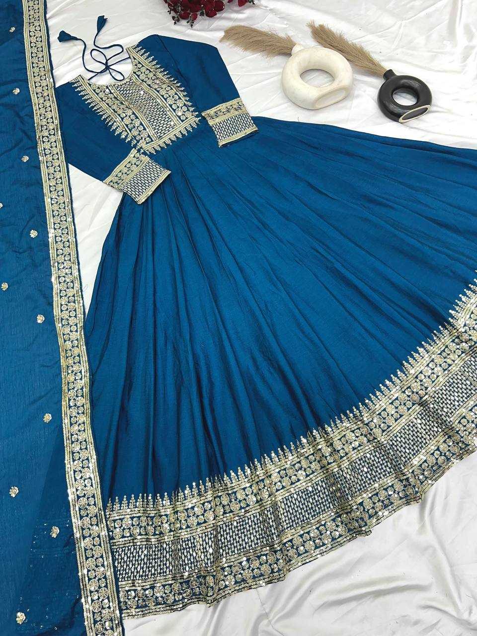 Ynf Chinon Silk KESH128 5004 Suits & Dresses Wedding Collections Festive Collections Wholesale Embroidery Suits Anarkali Suits Party wear suits Manufacturer