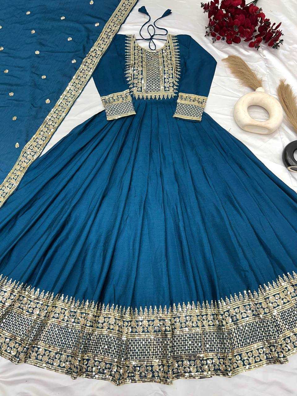 Ynf Chinon Silk KESH128 5004 Suits & Dresses Wedding Collections Festive Collections Wholesale Embroidery Suits Anarkali Suits Party wear suits Manufacturer