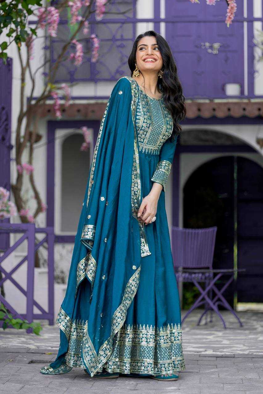 Ynf Chinon Silk KESH128 5004 Suits & Dresses Wedding Collections Festive Collections Wholesale Embroidery Suits Anarkali Suits Party wear suits Manufacturer