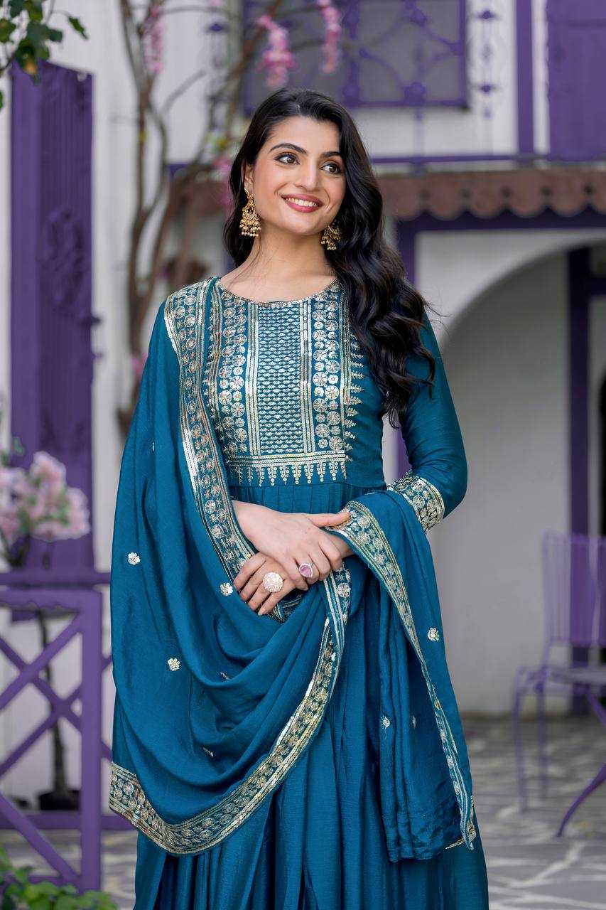 Ynf Chinon Silk KESH128 5004 Suits & Dresses Wedding Collections Festive Collections Wholesale Embroidery Suits Anarkali Suits Party wear suits Manufacturer