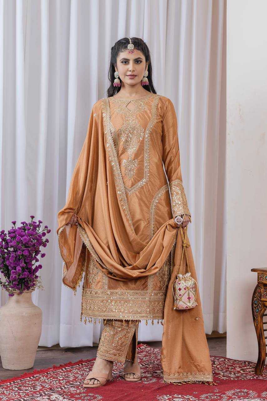 Ynf Chinon Silk KESH141 1041 Suits & Dresses Diwali Collections Festive Collections Wholesale Embroidery Suits Palazzo Suit Ladies Silk Suit Manufacturer