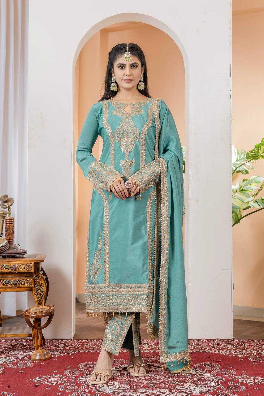 Ynf Chinon Silk KESH141 1041 Suits & Dresses Diwali Collections Festive Collections Wholesale Embroidery Suits Palazzo Suit Ladies Silk Suit Manufacturer