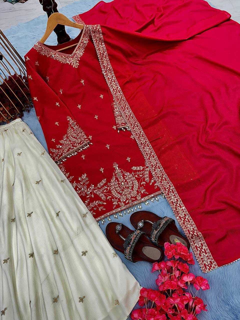 Ynf Chinon Silk KESH141 190 Suits & Dresses Wedding Collections Festive Collections Wholesale Embroidery Suits Palazzo Suit Silk Suits Manufacturer