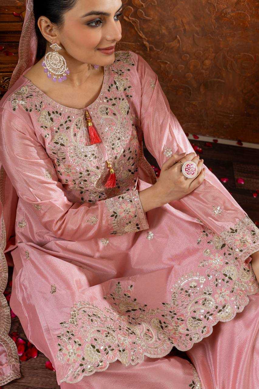 Ynf Chinon Silk KESH141 191 Suits & Dresses Wedding Collections Festive Collections Wholesale Embroidery Suits Palazzo Suit Ladies Silk Suit Manufacturer