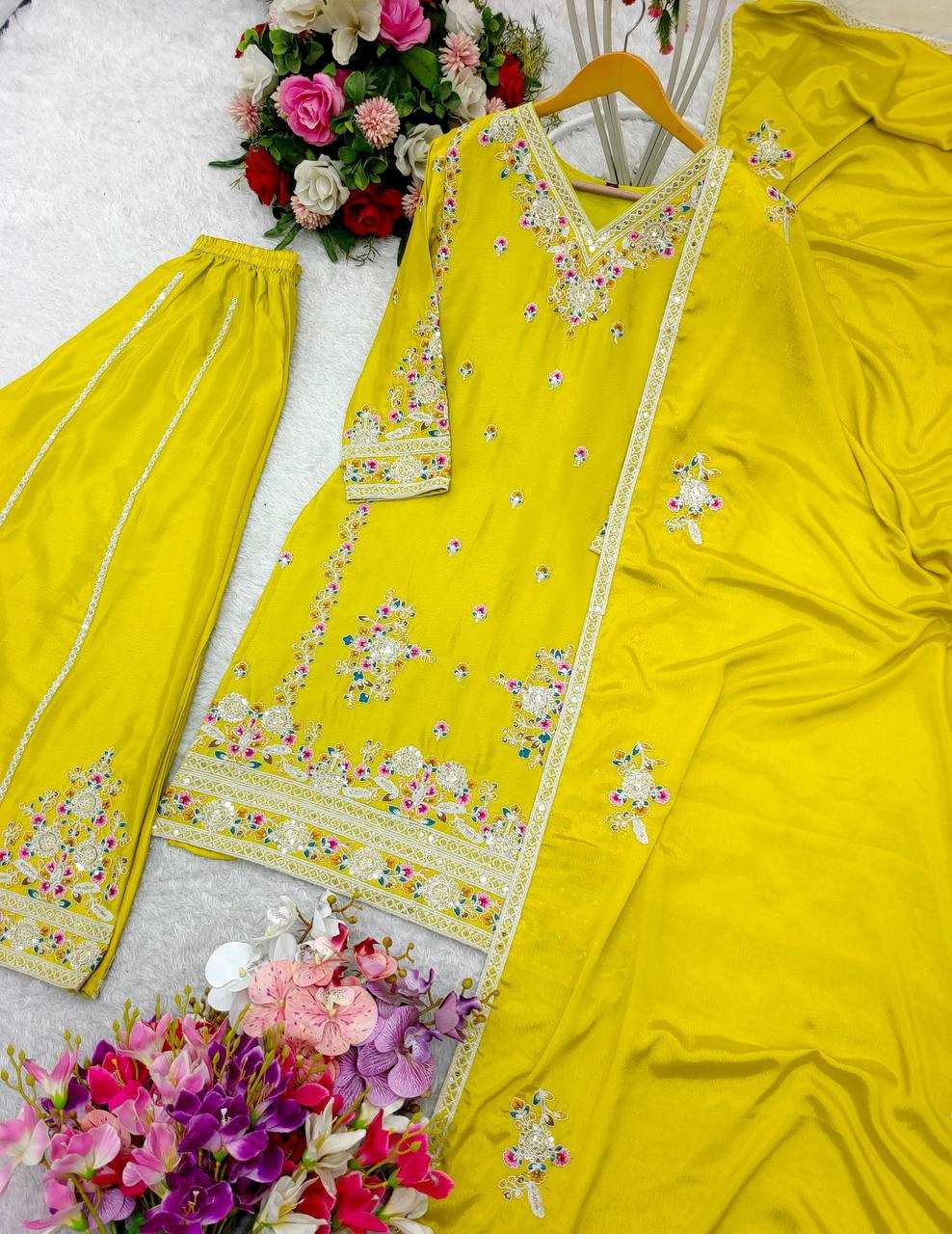 Ynf Chinon Silk KESH156 1151 Suits & Dresses Wedding Collections Festive Collections Wholesale Sharara Salwar Suits Embroidery Suits Silk Suits Manufacturer