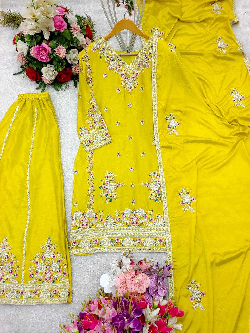 Ynf Chinon Silk KESH156 1151 Suits & Dresses Wedding Collections Festive Collections Wholesale Sharara Salwar Suits Embroidery Suits Silk Suits Manufacturer