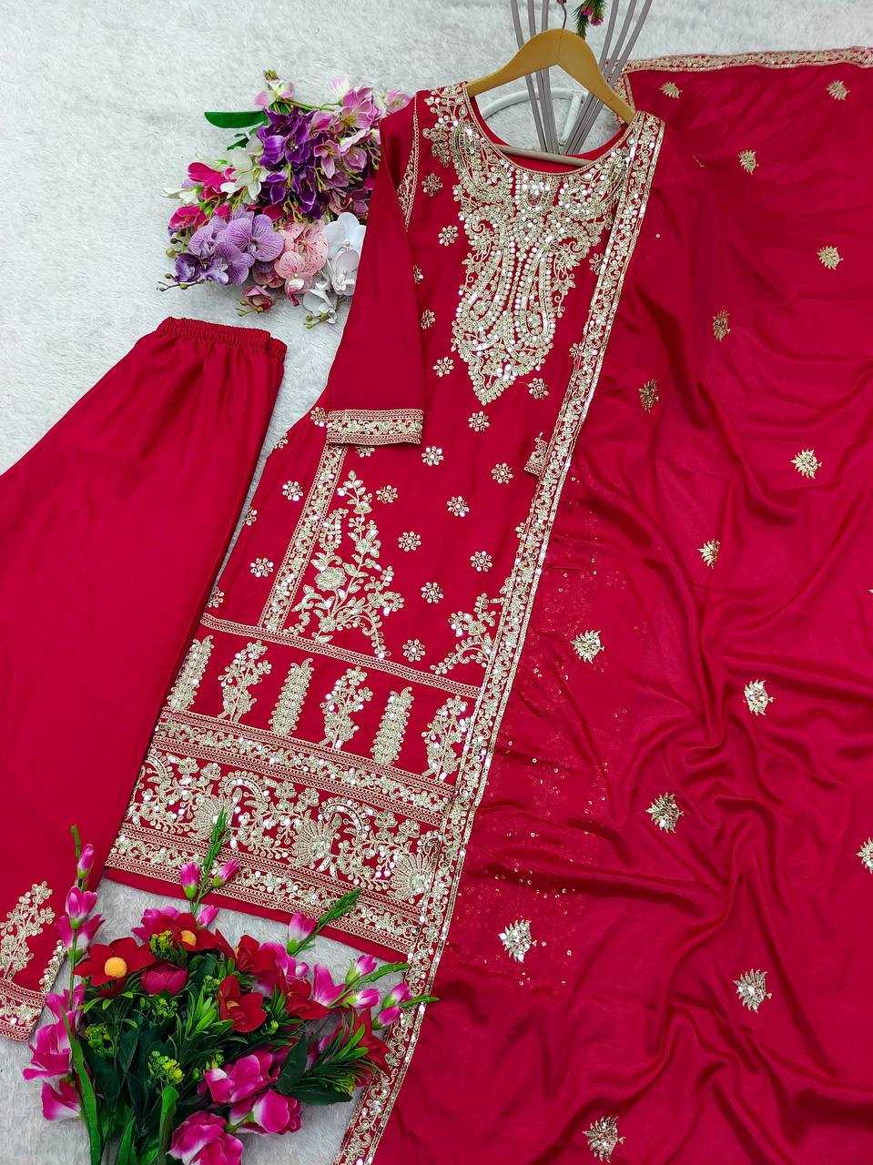 Ynf Chinon Silk KESH156 1158 Suits & Dresses Wedding Collections Festive Collections Wholesale Sharara Salwar Suits Embroidery Suits Silk Suits Manufacturer