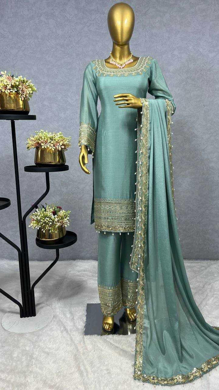 Ynf Chinon Silk KESH228 586 Suits & Dresses Wholesale Embroidery Suits Ladies Silk Suit Handwork Suits Manufacturer