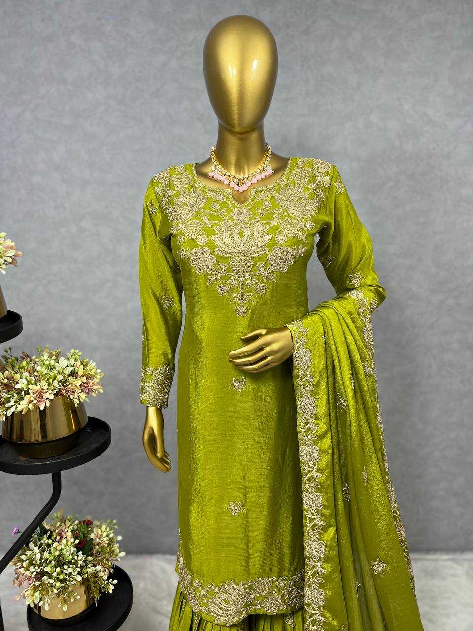 Ynf Chinon Silk KESH228 587 Suits & Dresses Wholesale Sharara Salwar Suits Embroidery Suits Ladies Silk Suit Manufacturer