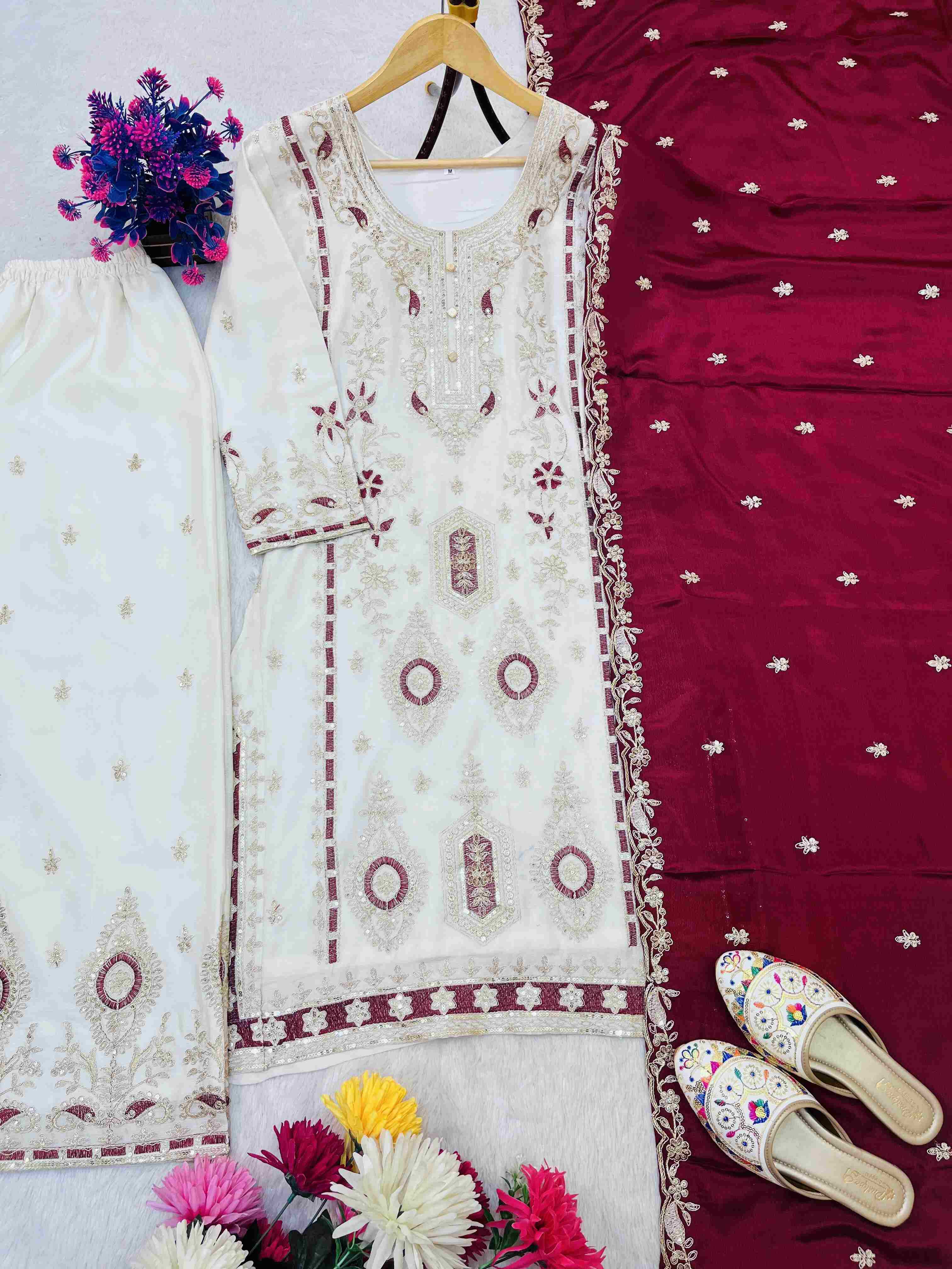 Ynf Chinon Silk KESH247 7040 Suits & Dresses Wedding Collections Festive Collections Wholesale Embroidery Suits Ladies Silk Suit Designer Suits Manufacturer