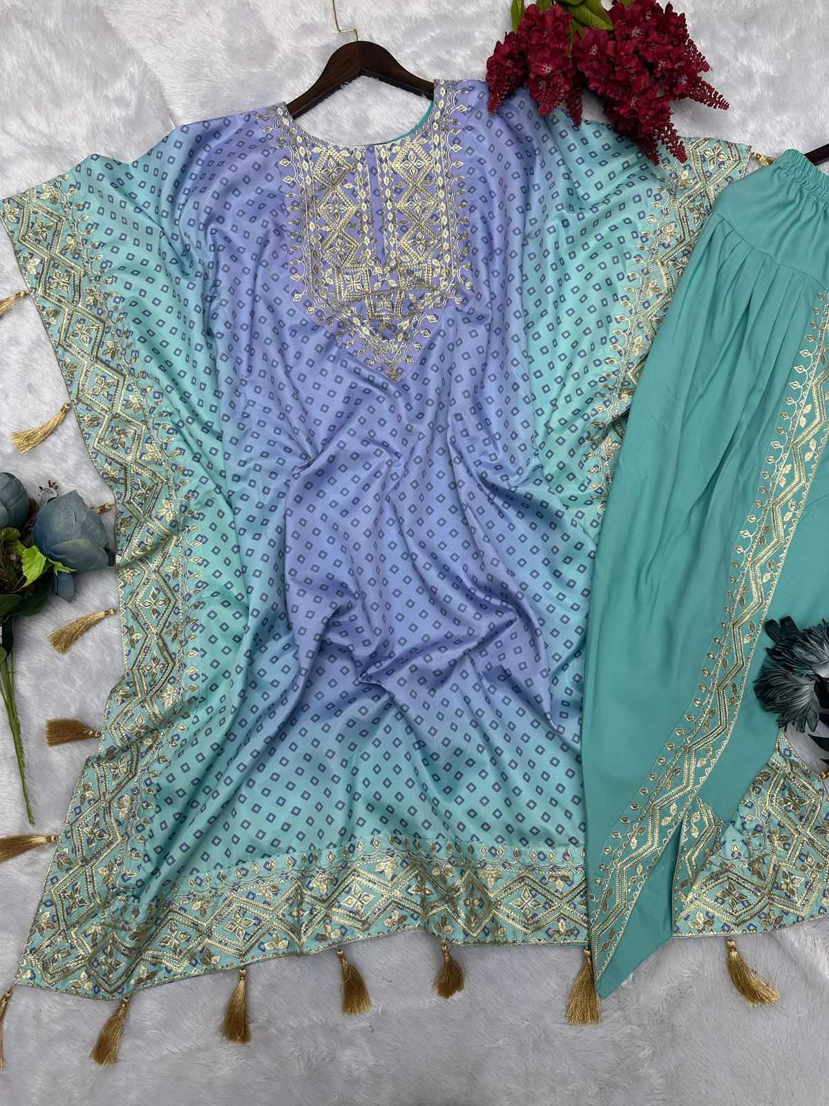 Ynf Chinon Silk KESH438 MF-721 Suits & Dresses Wholesale Embroidery Suits Silk Dresses Kaftan Dresses Manufacturer