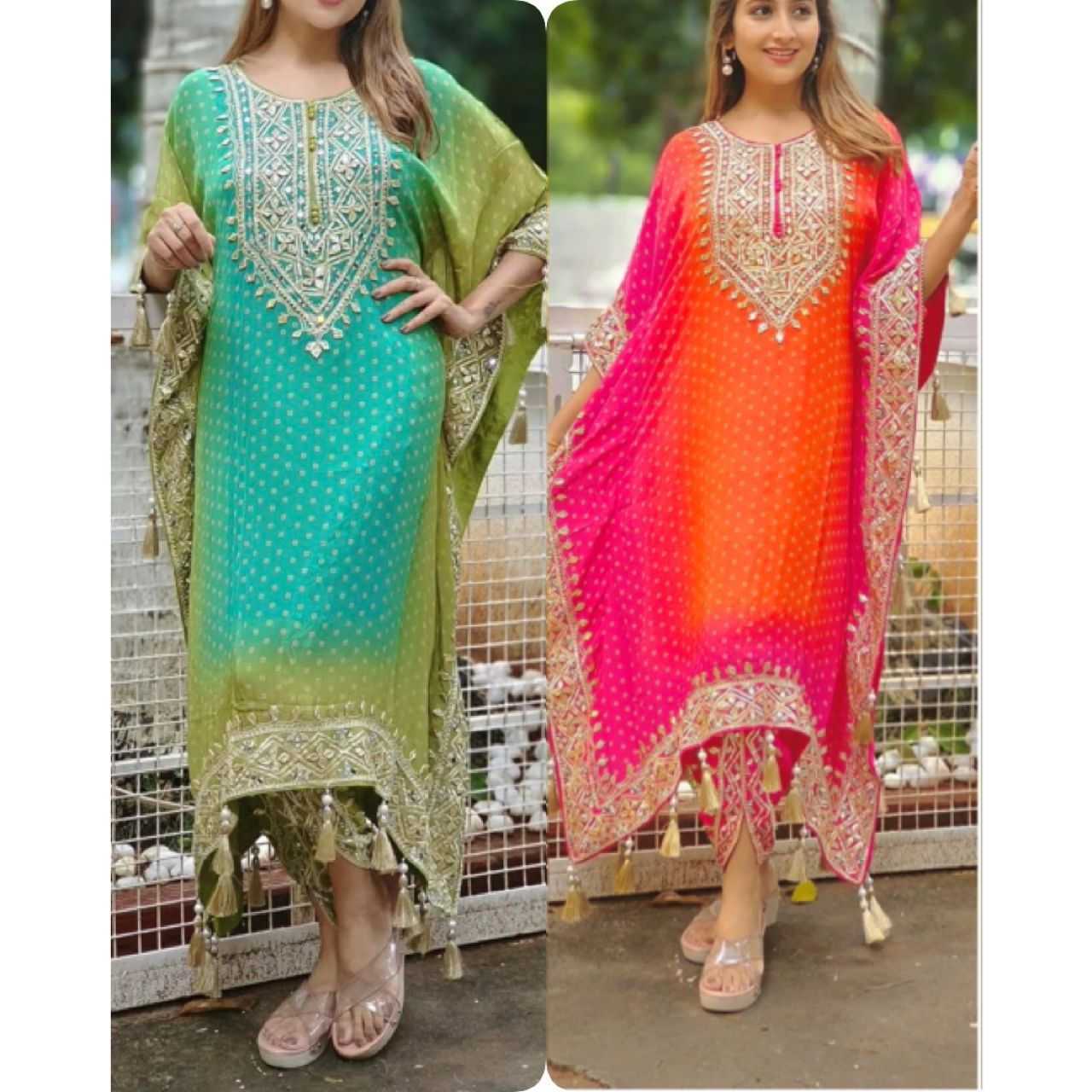 Ynf Chinon Silk KESH438 MF-721 Suits & Dresses Wholesale Embroidery Suits Silk Dresses Kaftan Dresses Manufacturer