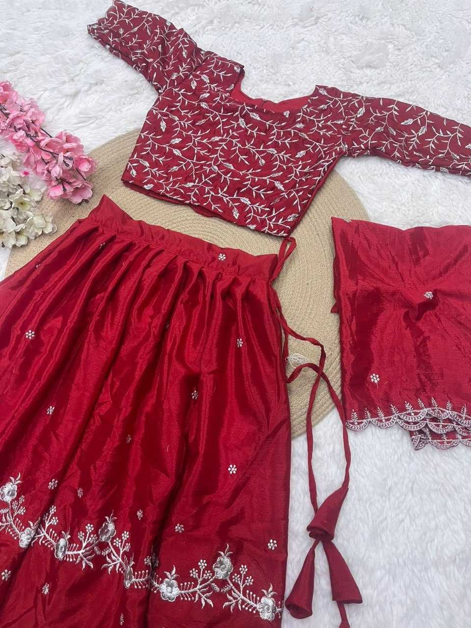 Ynf Chinon Silk RIN115 REF01 Lehengas Kids Wear Festive Collections Wholesale Silk Lehenga Kids Lehenga Choli Baby Girl Lehenga Manufacturer