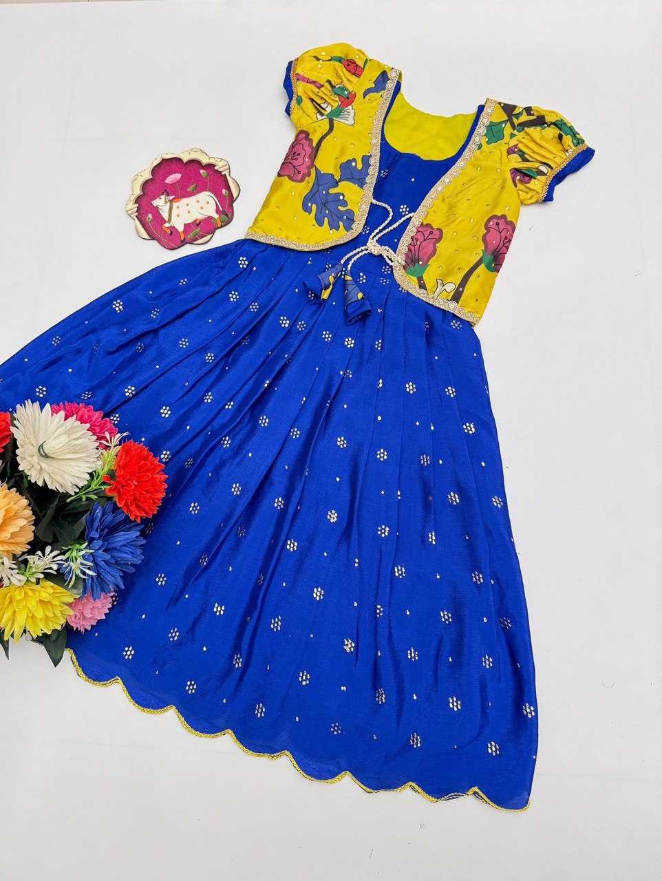 Ynf Chinon Silk RIN115 REF06 Kids Wear Wholesale Kids Gown Kids Ethnic Gowns Kids Silk Dress Manufacturer