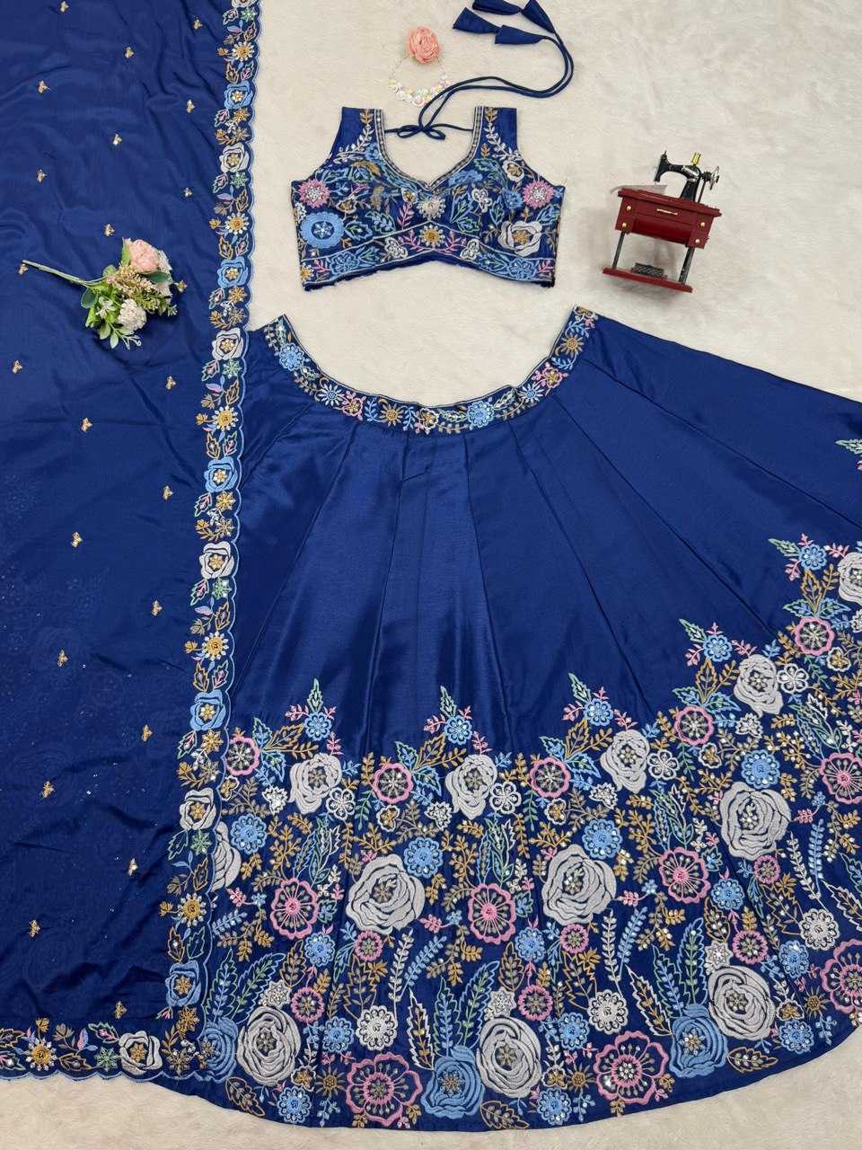 Ynf Chinon Silk RIN162 327 Lehengas Rakhi Collections Wedding Collections Wholesale Silk Lehenga Thread Work Lehenga Sequins Lehenga Manufacturer