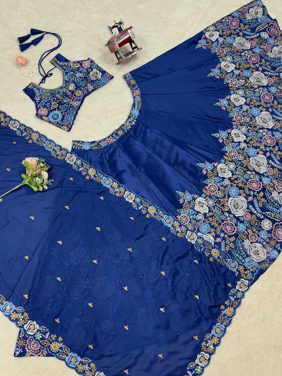 Ynf Chinon Silk RIN162 327 Lehengas Rakhi Collections Wedding Collections Wholesale Silk Lehenga Thread Work Lehenga Sequins Lehenga Manufacturer