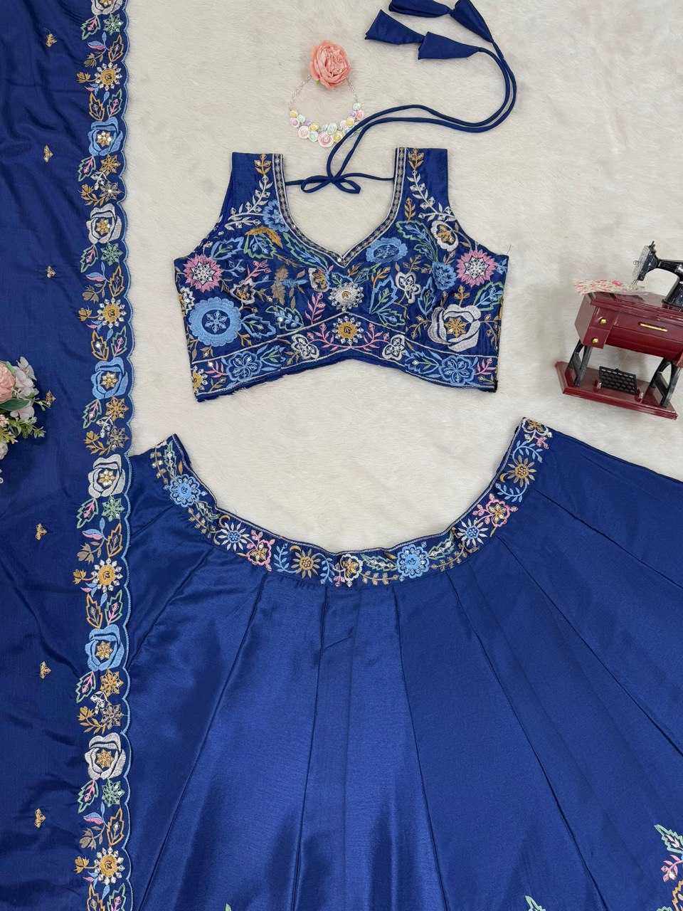 Ynf Chinon Silk RIN162 327 Lehengas Rakhi Collections Wedding Collections Wholesale Silk Lehenga Thread Work Lehenga Sequins Lehenga Manufacturer