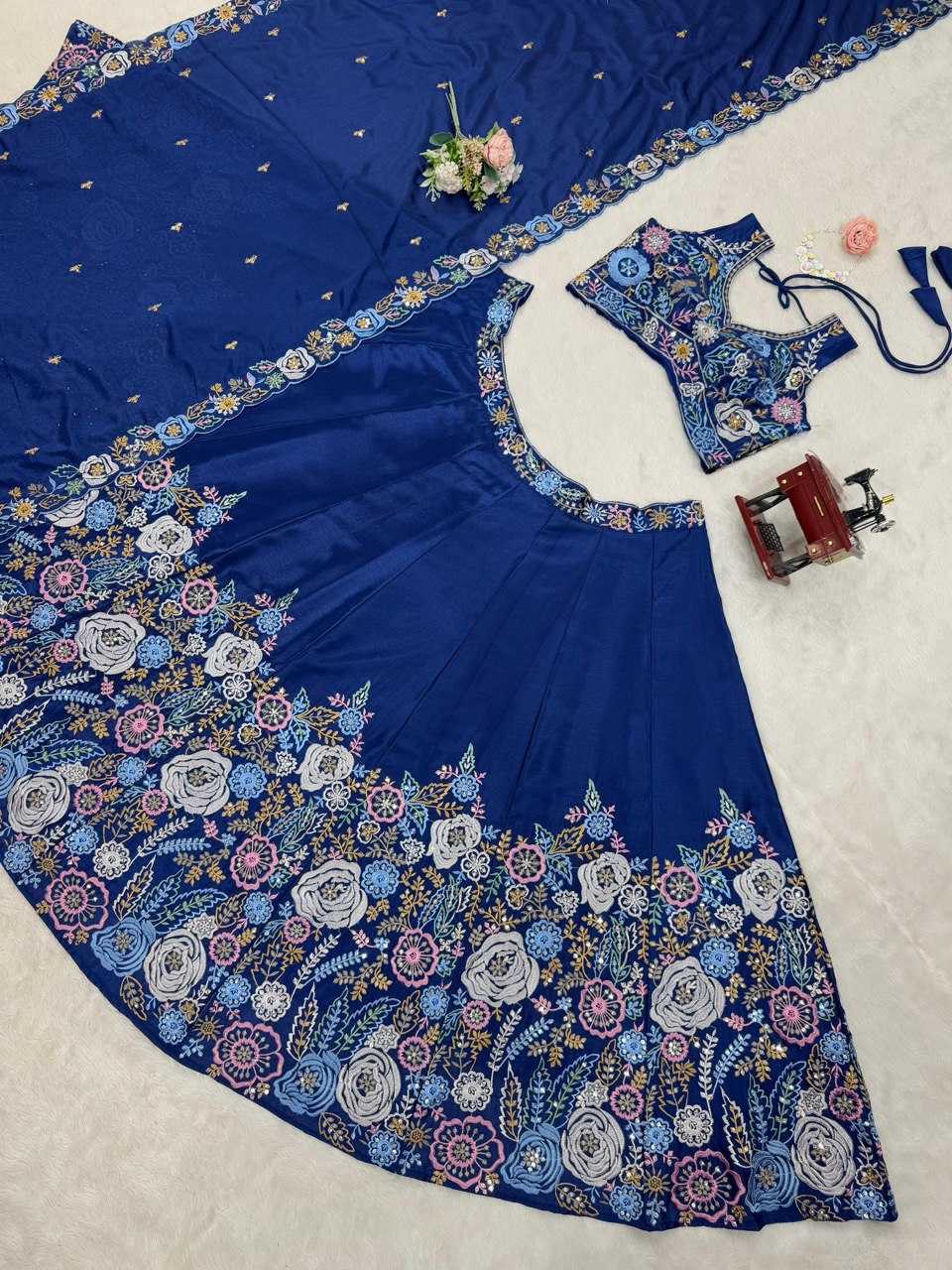 Ynf Chinon Silk RIN162 327 Lehengas Rakhi Collections Wedding Collections Wholesale Silk Lehenga Thread Work Lehenga Sequins Lehenga Manufacturer