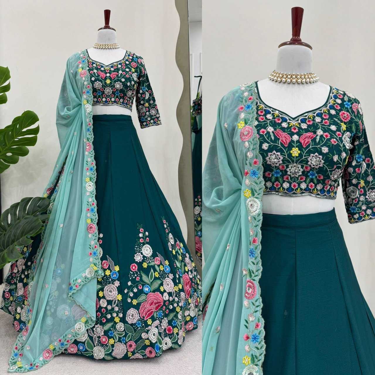 Ynf Chinon Silk RIN162 328 Lehengas Wedding Collections Festive Collections Wholesale Silk Lehenga Thread Work Lehenga Sequins Lehenga Manufacturer