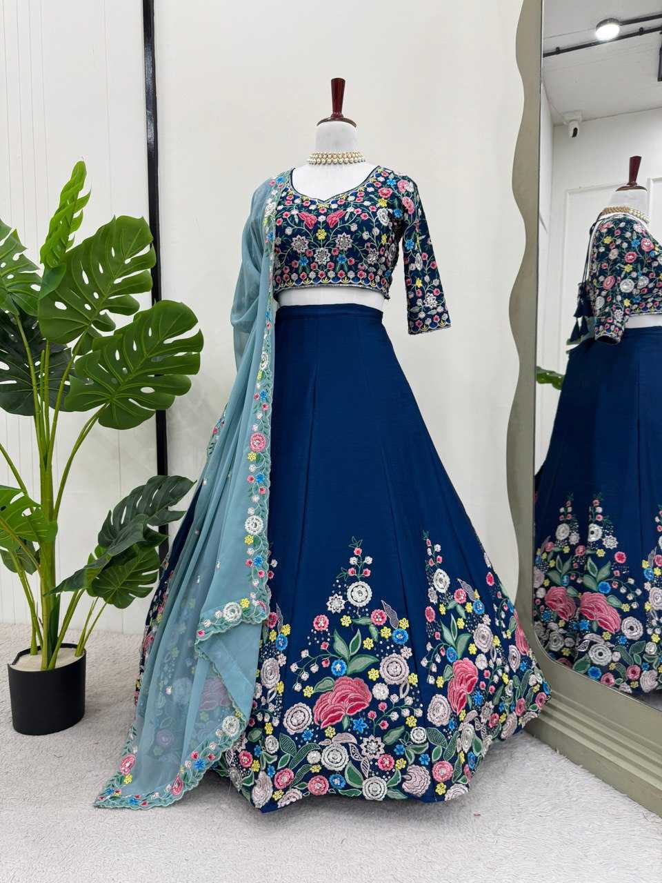 Ynf Chinon Silk RIN162 328 Lehengas Wedding Collections Festive Collections Wholesale Silk Lehenga Thread Work Lehenga Sequins Lehenga Manufacturer