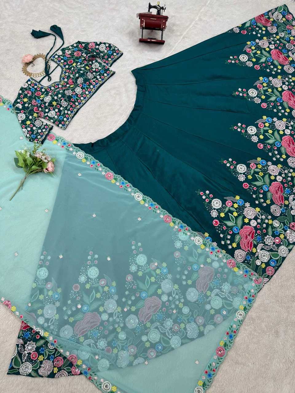 Ynf Chinon Silk RIN162 328 Lehengas Wedding Collections Festive Collections Wholesale Silk Lehenga Thread Work Lehenga Sequins Lehenga Manufacturer