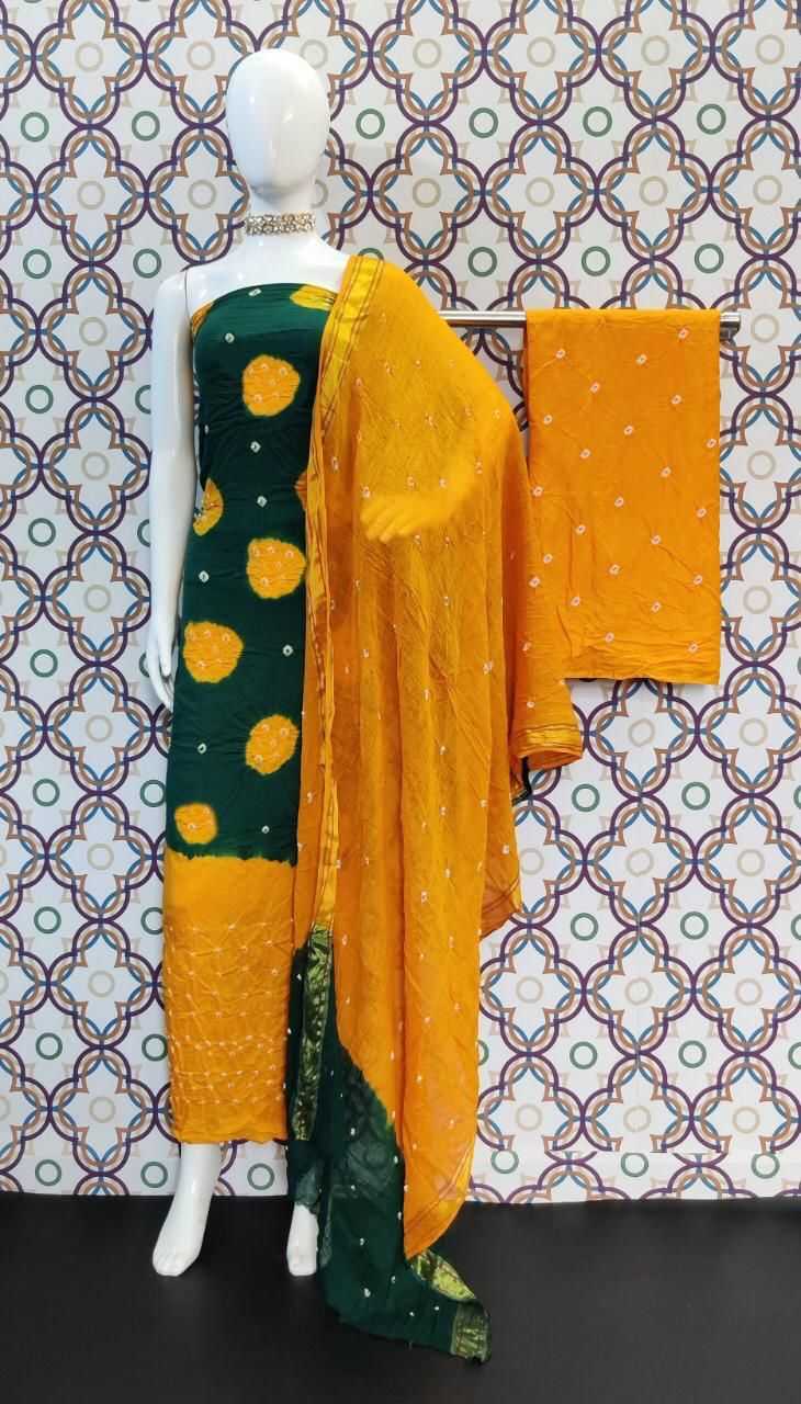 Ynf Cotton Bandhni KESH197 SUN SILK Suits & Dresses Rakhi Collections Festive Collections Wholesale Cotton Suits Bandhani Suits Handwork Suits Manufacturer