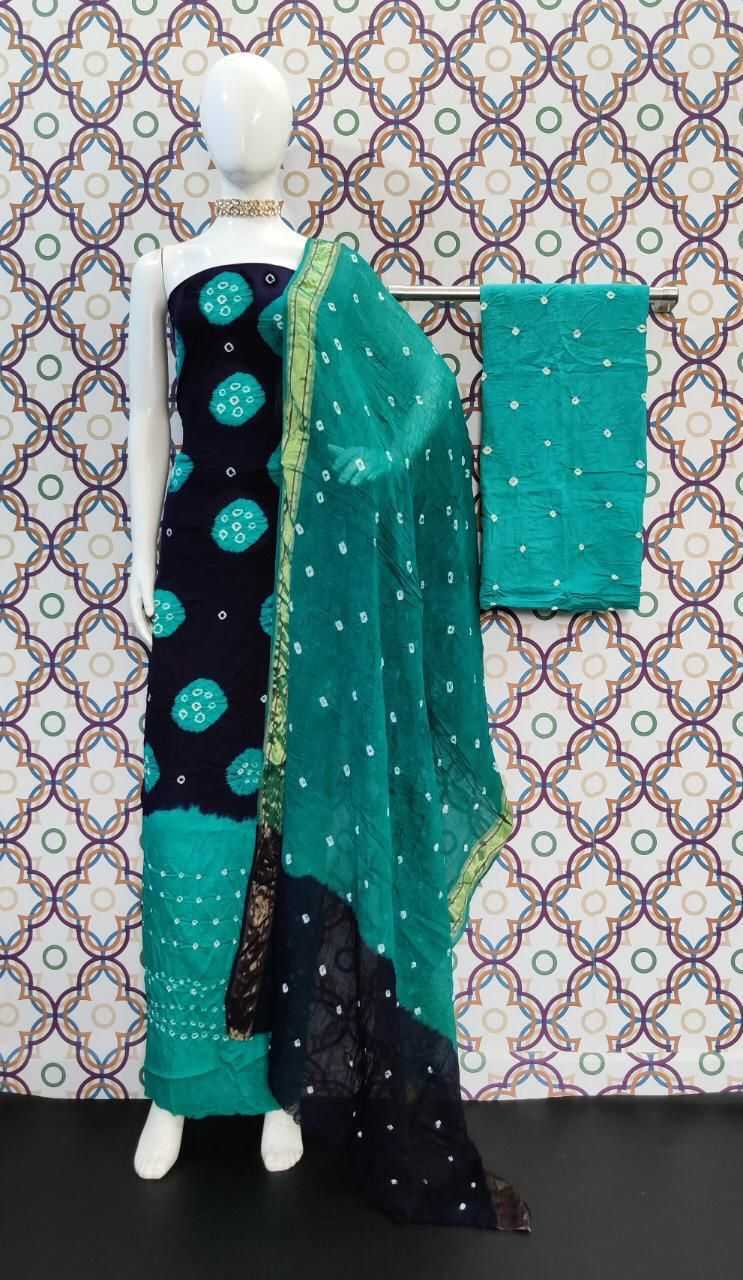 Ynf Cotton Bandhni KESH197 SUN SILK Suits & Dresses Rakhi Collections Festive Collections Wholesale Cotton Suits Bandhani Suits Handwork Suits Manufacturer