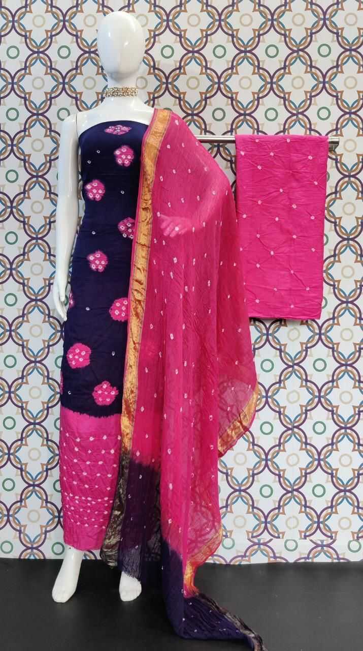 Ynf Cotton Bandhni KESH197 SUN SILK Suits & Dresses Rakhi Collections Festive Collections Wholesale Cotton Suits Bandhani Suits Handwork Suits Manufacturer