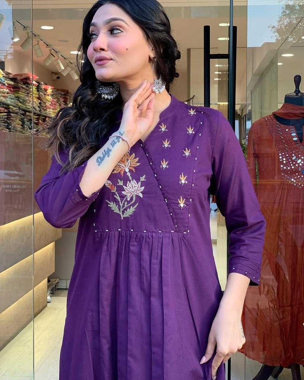 Ynf Cotton KESH253 SNF01 Kurti Diwali Collections Festive Collections Wholesale Cotton Kurtis Embroidered Kurtis Kurti With Pants Manufacturer