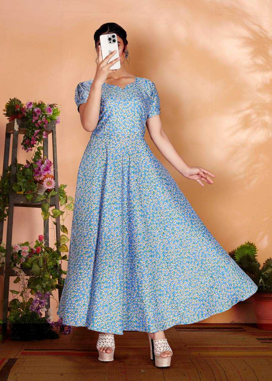 Ynf Cotton KESH312 FNG01 Gowns Wholesale Printed Gowns Party Gowns Party Wear Gowns Manufacturer