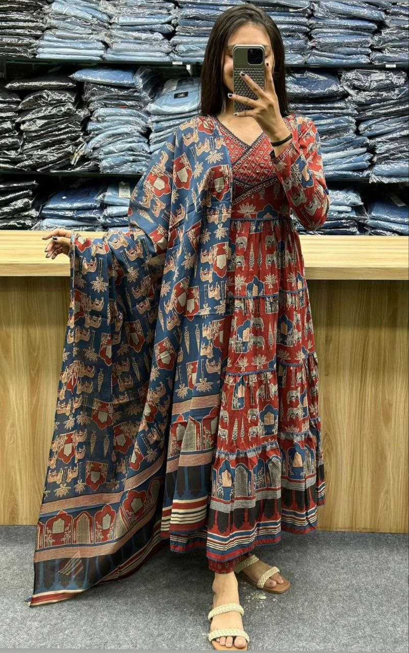 Ynf Cotton KESH352 KVD 14 Gowns Wholesale Printed Gowns Embroidery Gowns Plus Size Gowns Manufacturer