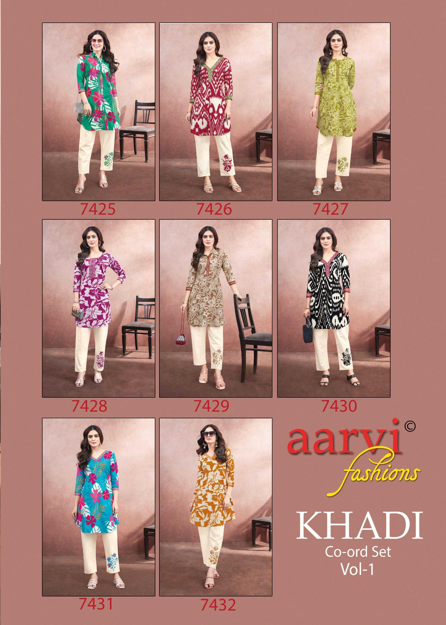 Ynf Cotton KESH443 AARVI-KHADI VOL 1 Setwise Collections Wholesale Kurtis Catalogs Manufacturer