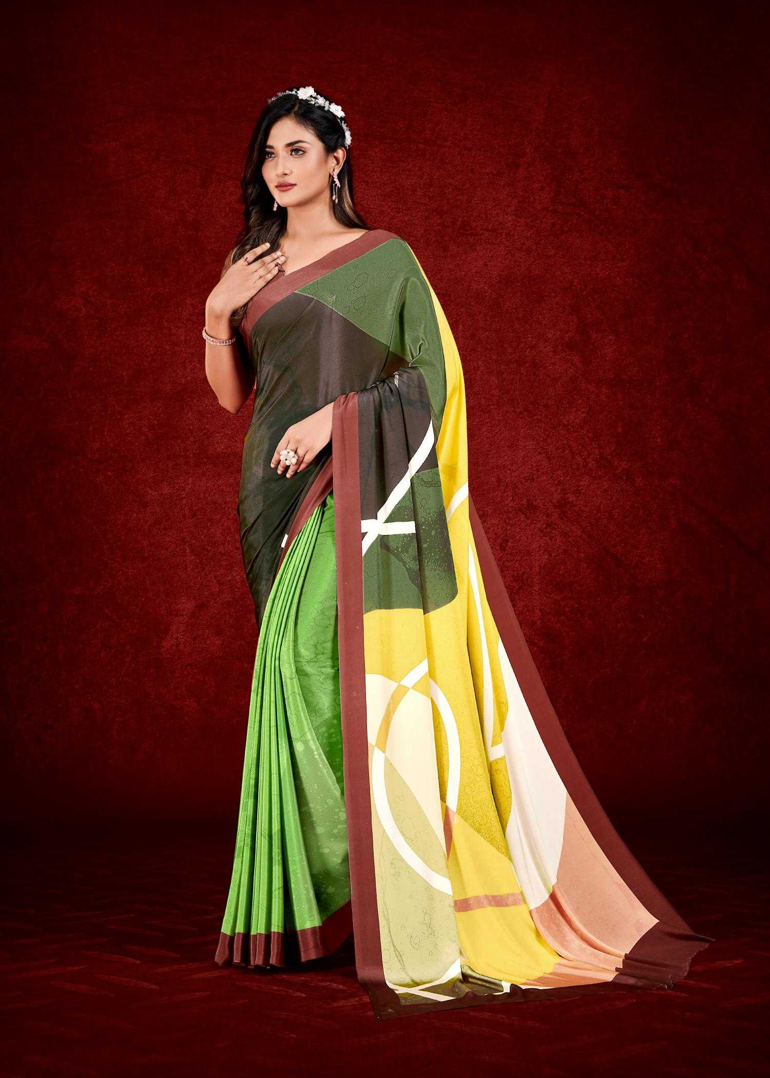 Ynf Crepe KESH113 Espana Sarees Wholesale Designer Sarees Printed Sarees Crape Satin Sarees Manufacturer