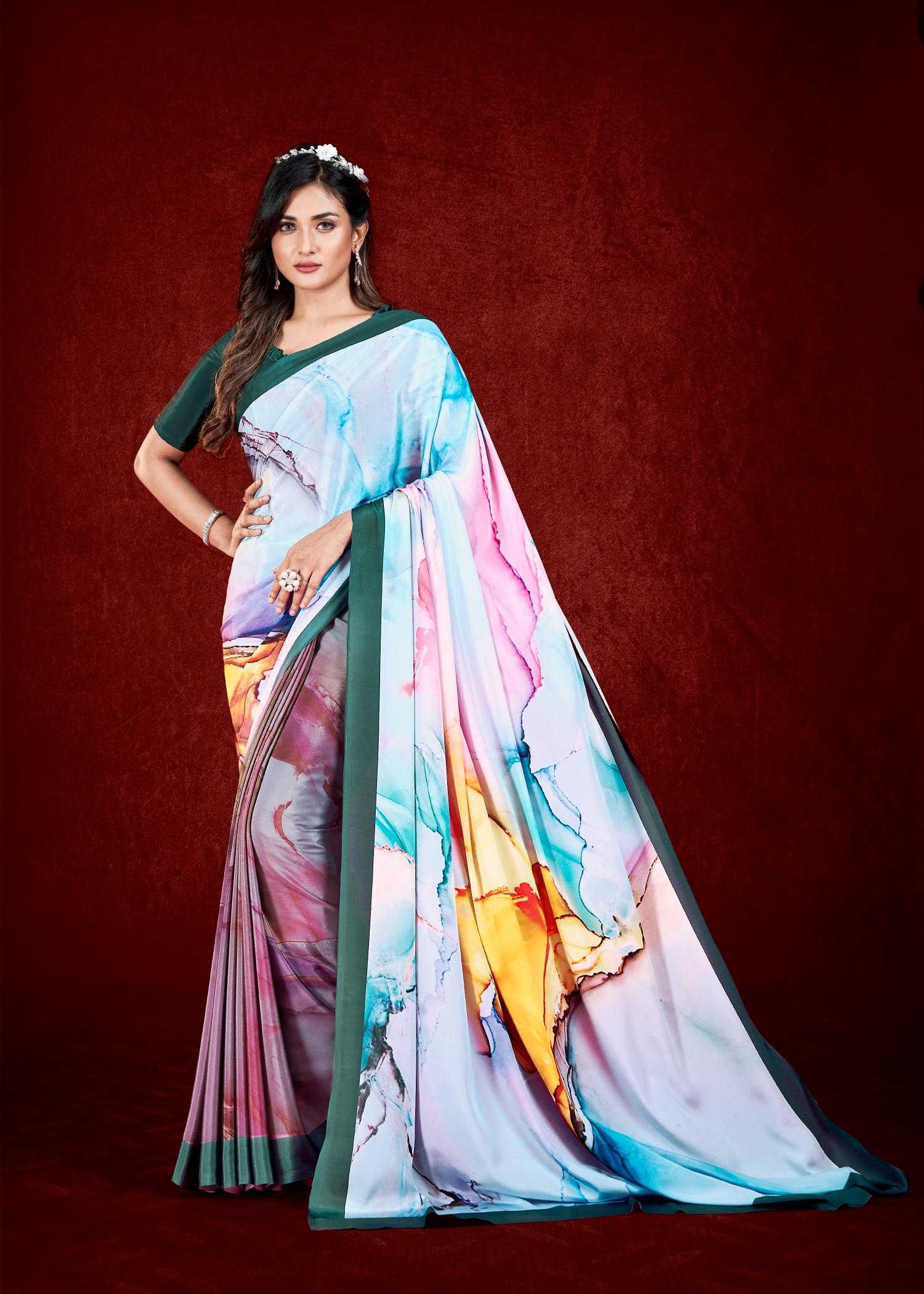 Ynf Crepe KESH113 Espana Sarees Wholesale Designer Sarees Printed Sarees Crape Satin Sarees Manufacturer