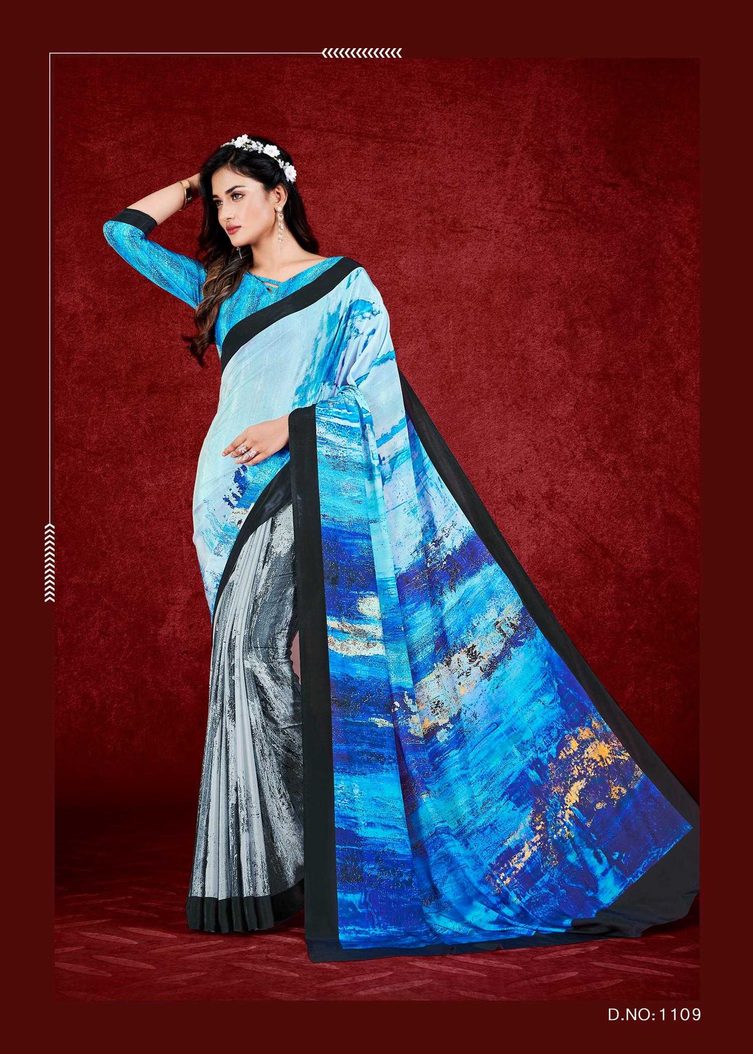 Ynf Crepe KESH113 Espana Sarees Wholesale Designer Sarees Printed Sarees Crape Satin Sarees Manufacturer