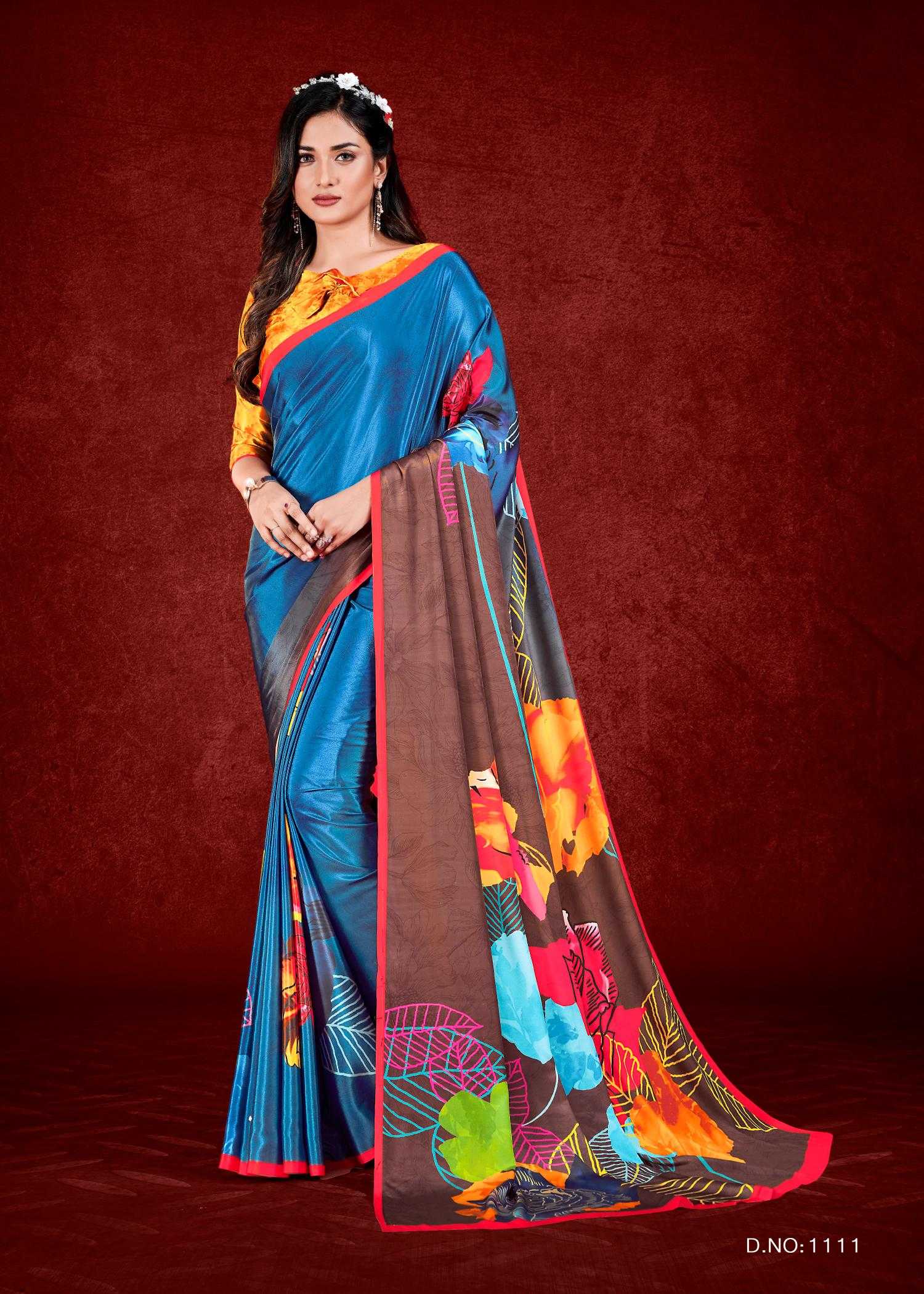 Ynf Crepe KESH113 Espana Sarees Wholesale Designer Sarees Printed Sarees Crape Satin Sarees Manufacturer