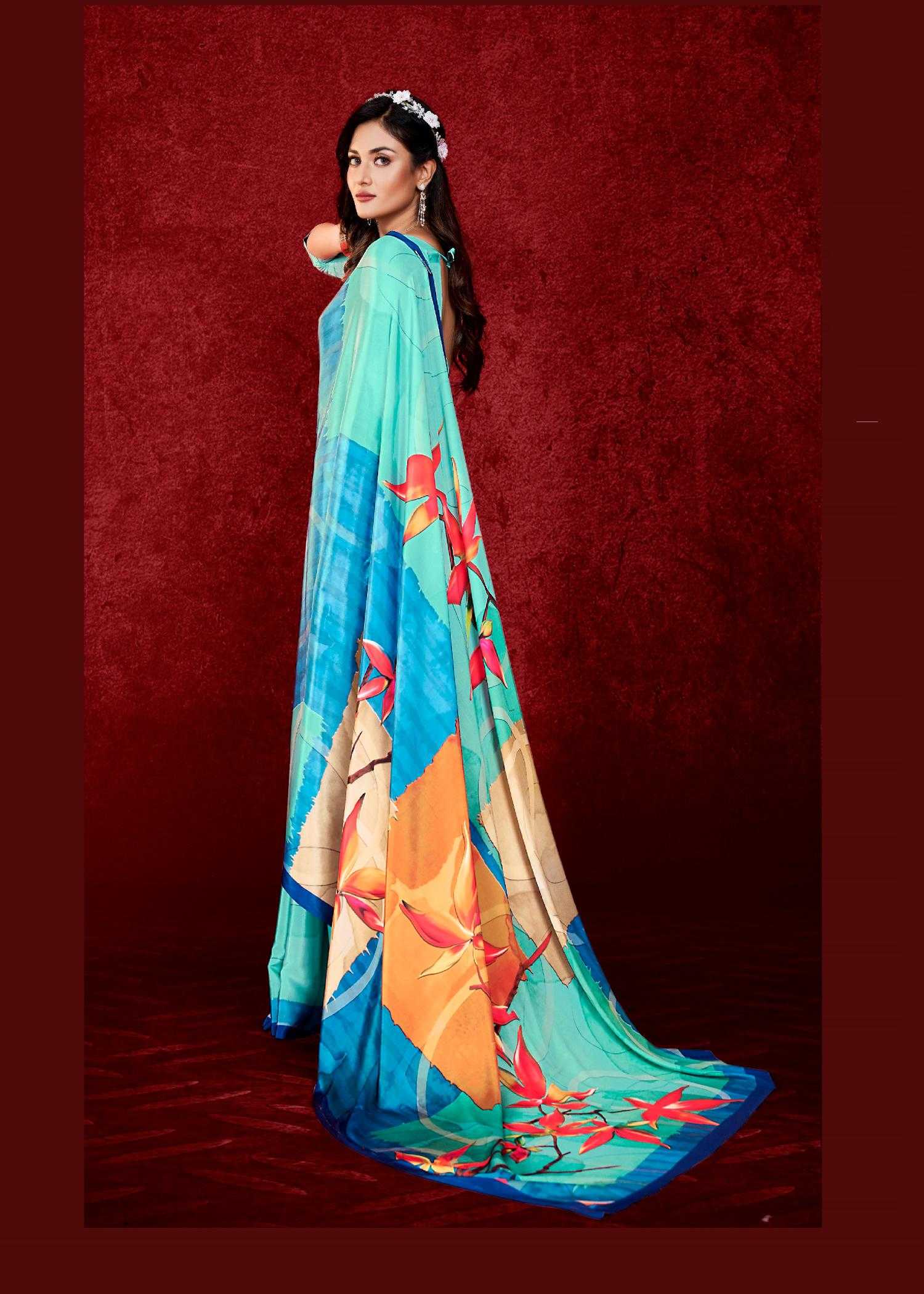 Ynf Crepe KESH113 Espana Sarees Wholesale Designer Sarees Printed Sarees Crape Satin Sarees Manufacturer