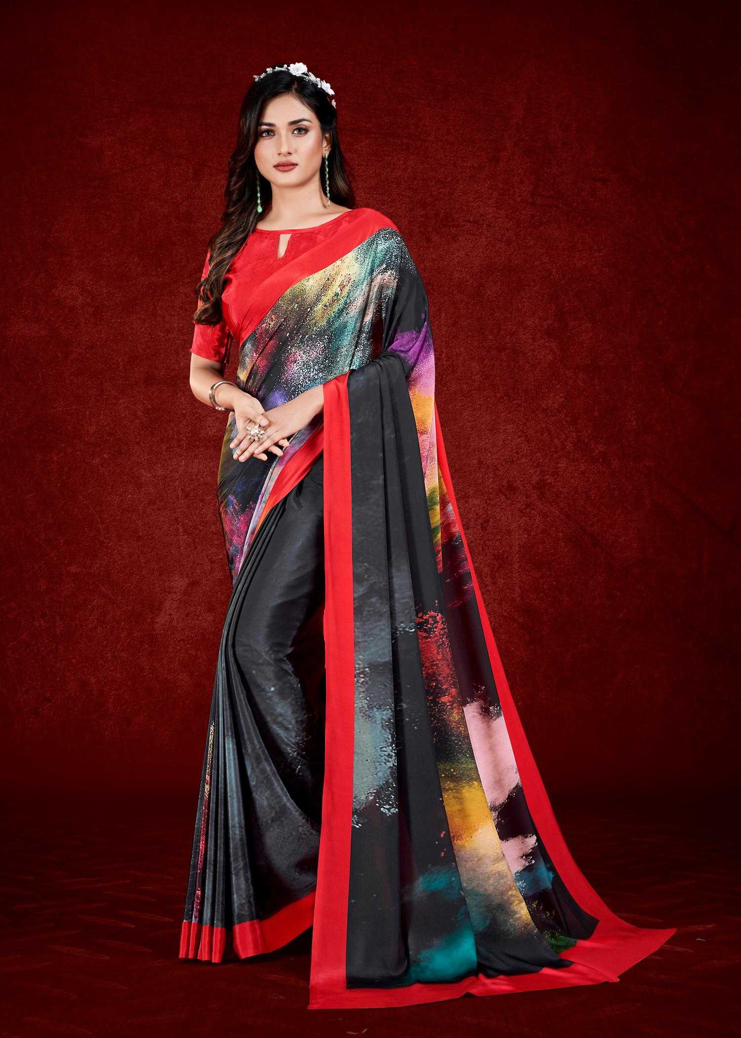 Ynf Crepe KESH113 Espana Sarees Wholesale Designer Sarees Printed Sarees Crape Satin Sarees Manufacturer