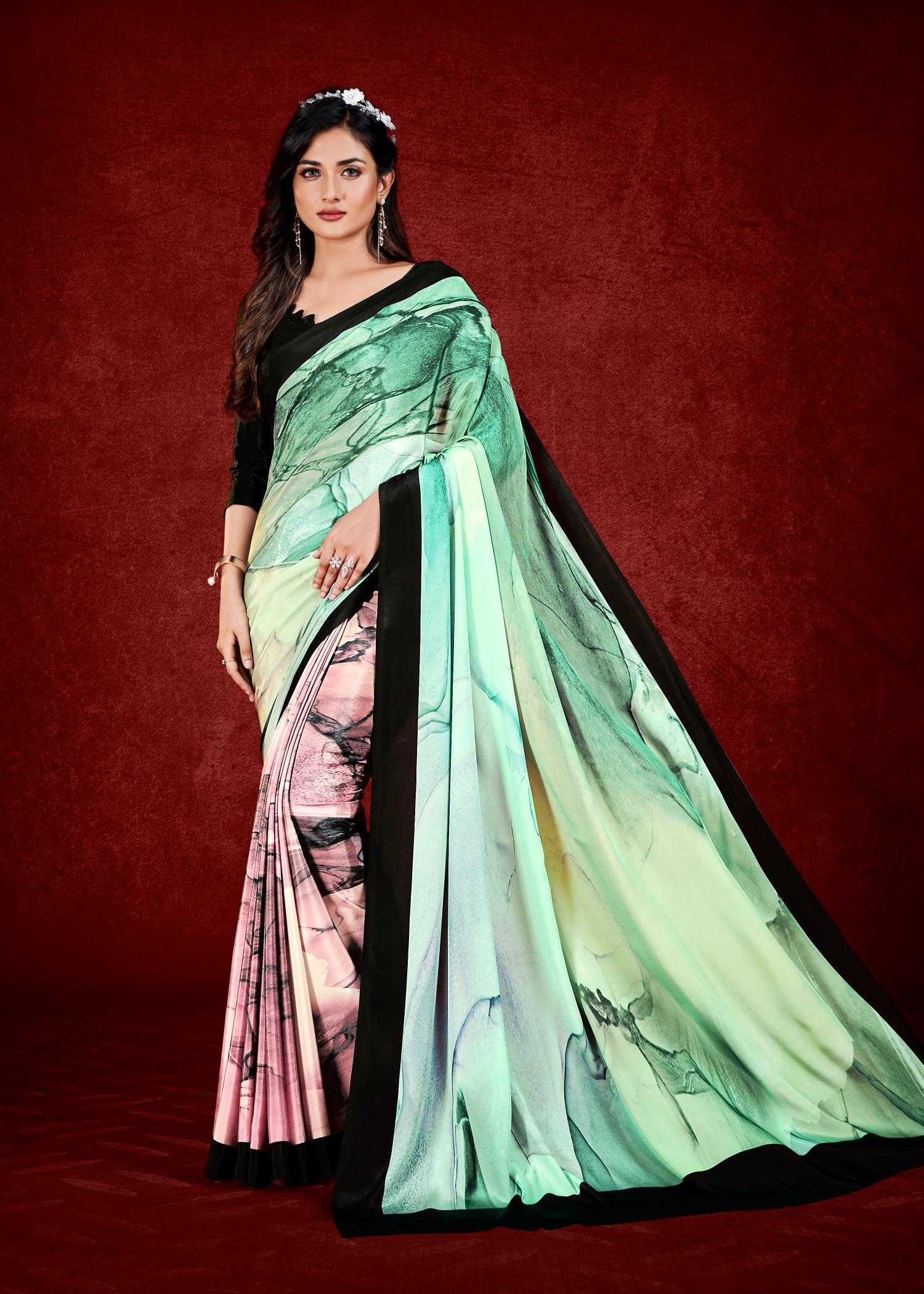 Ynf Crepe KESH113 Espana Sarees Wholesale Designer Sarees Printed Sarees Crape Satin Sarees Manufacturer