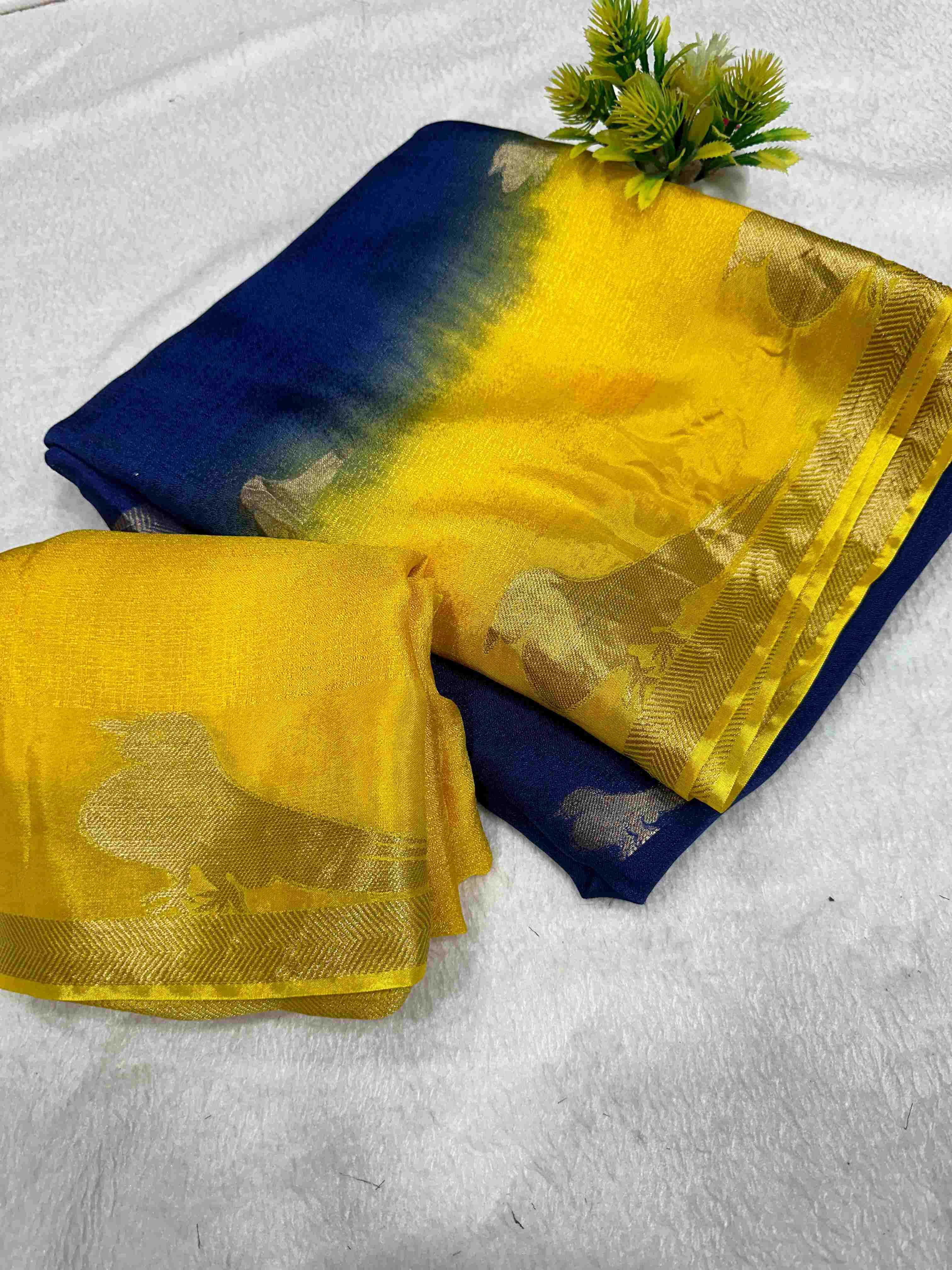 Ynf Crepe Silk RIN104 Parrot Sarees Silk Sarees Festive Collections Wholesale Party Wear Sarees Crepe Silk Saree Sarees With Blouse Manufacturer