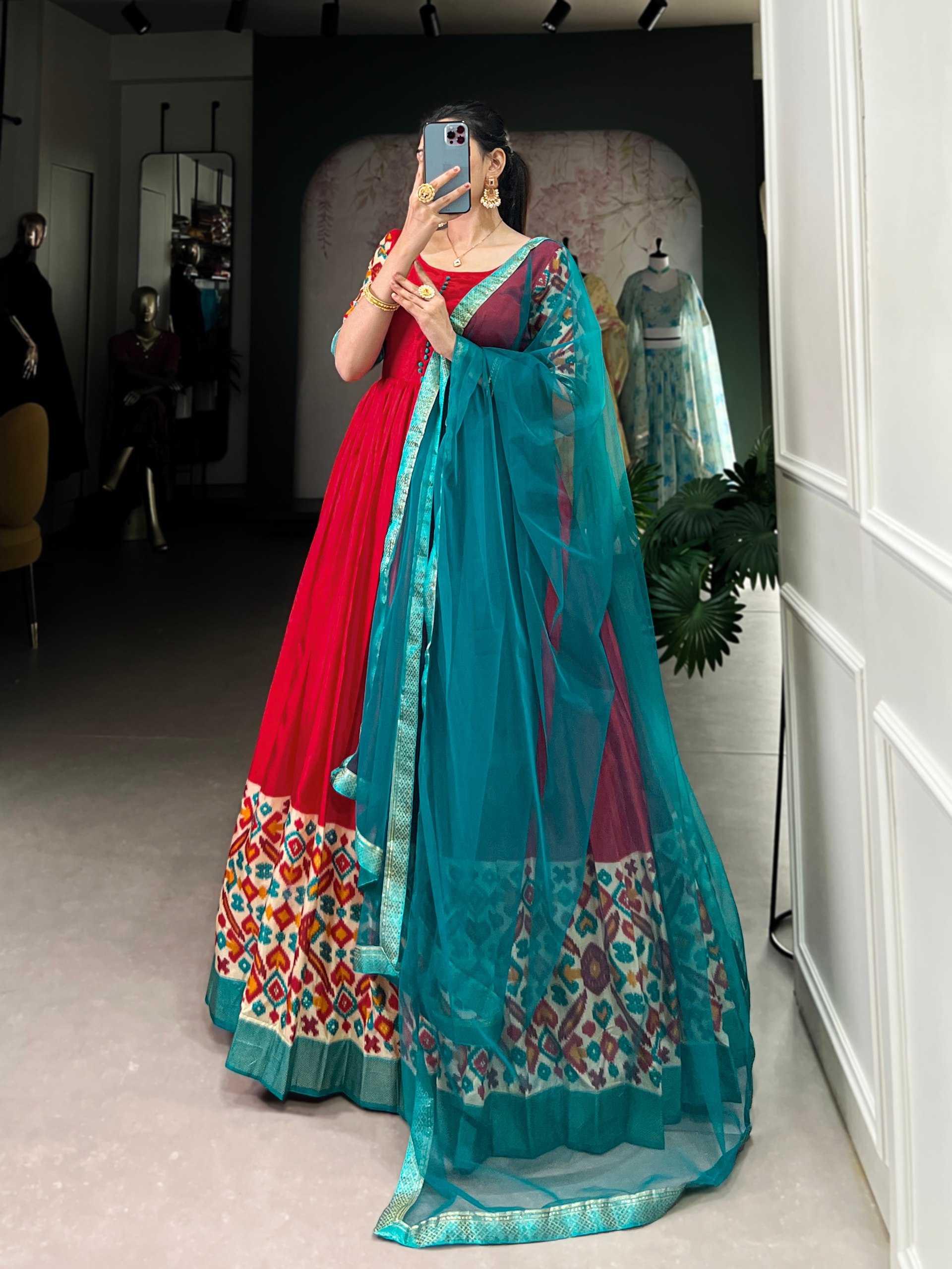 Ynf Dola Silk KESH460 5033RED Gowns Wholesale Printed Gowns Designer Gowns Silk Gowns Manufacturer