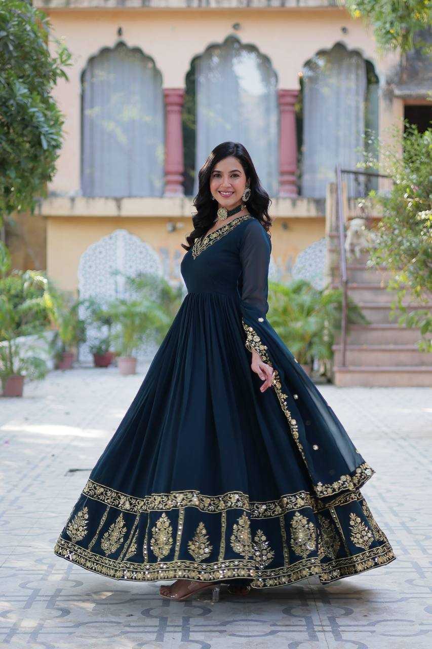 Ynf Faux Blooming RIN132 9217 Gowns Diwali Collections Wedding Collections Wholesale Embroidery Gowns Gown With Dupatta Wedding Outfits Manufacturer