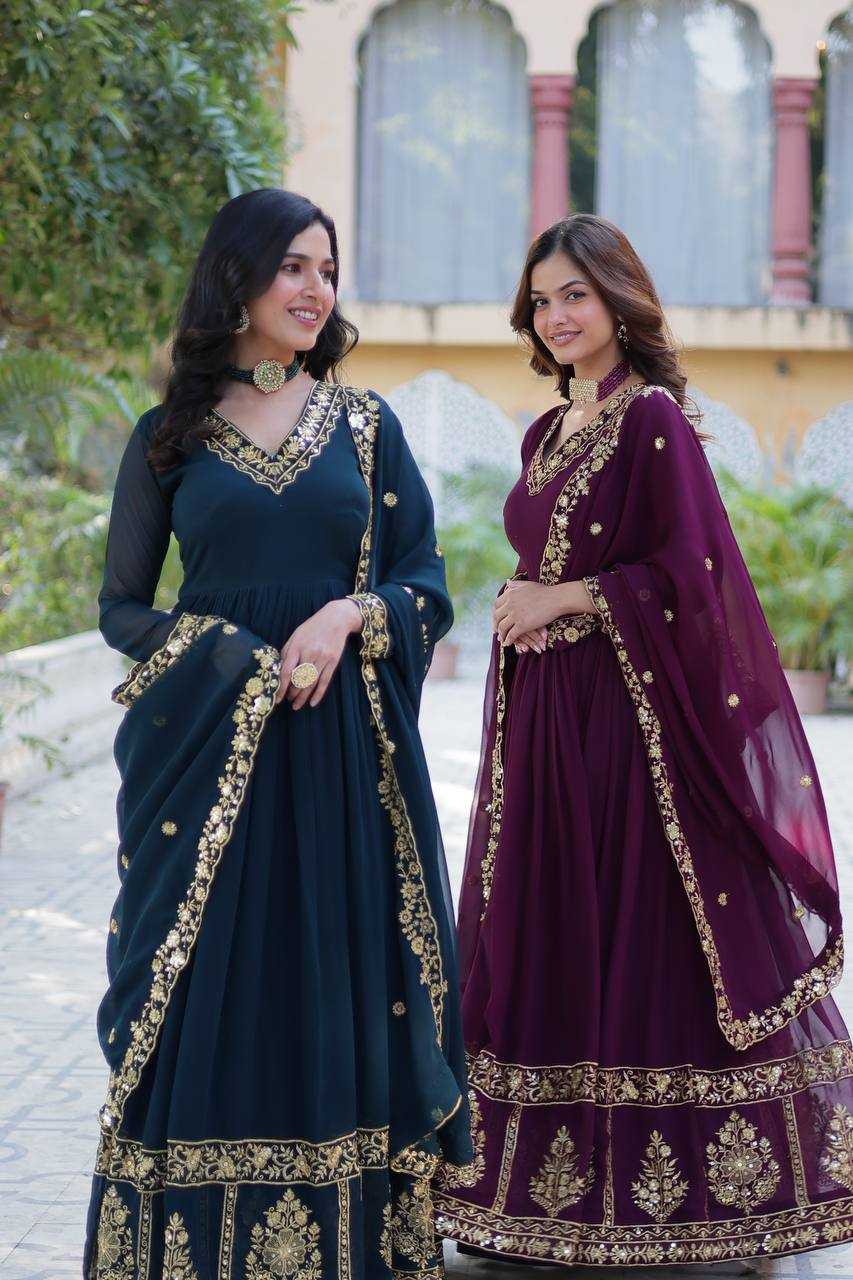 Ynf Faux Blooming RIN132 9217 Gowns Diwali Collections Wedding Collections Wholesale Embroidery Gowns Gown With Dupatta Wedding Outfits Manufacturer