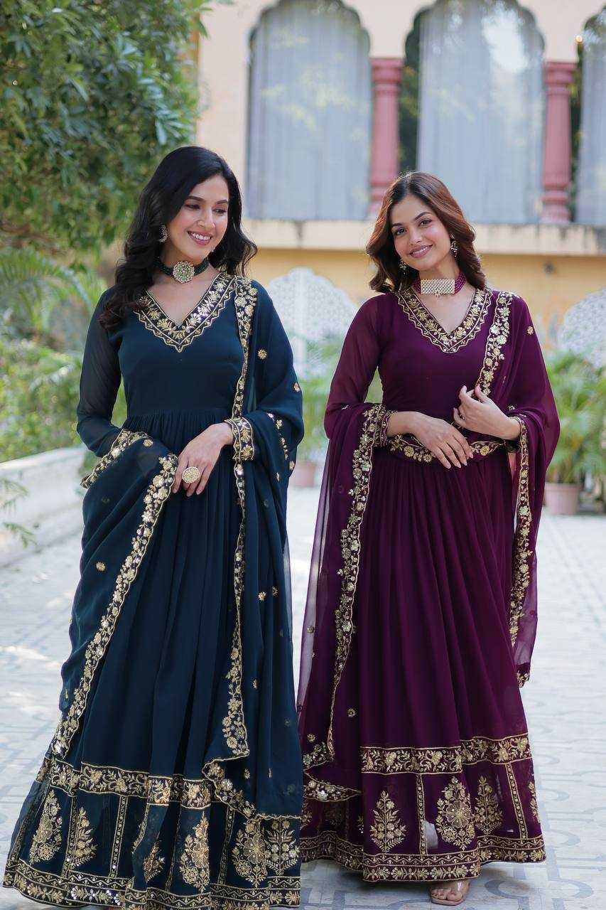 Ynf Faux Blooming RIN132 9217 Gowns Diwali Collections Wedding Collections Wholesale Embroidery Gowns Gown With Dupatta Wedding Outfits Manufacturer