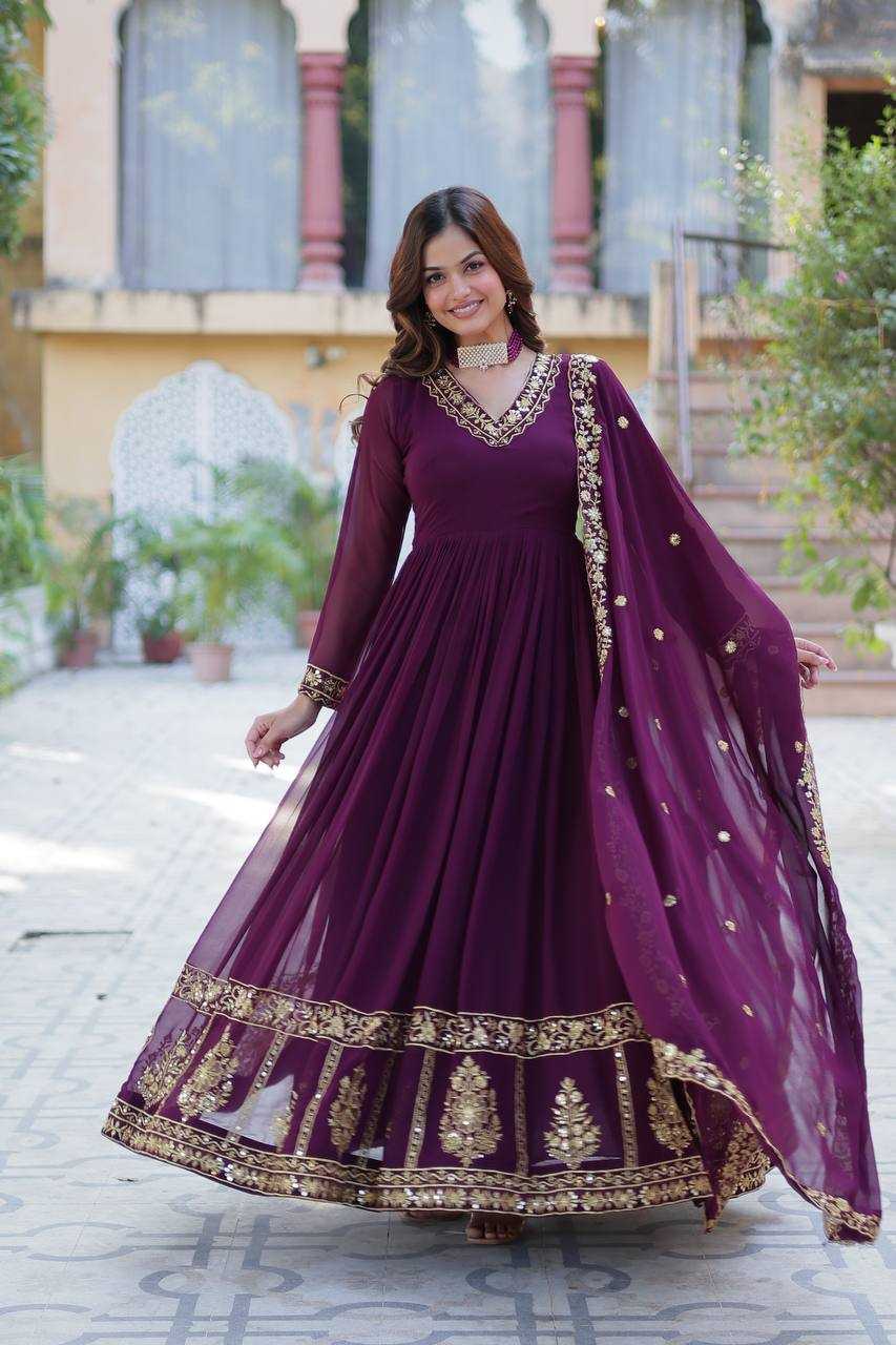 Ynf Faux Blooming RIN132 9217 Gowns Diwali Collections Wedding Collections Wholesale Embroidery Gowns Gown With Dupatta Wedding Outfits Manufacturer