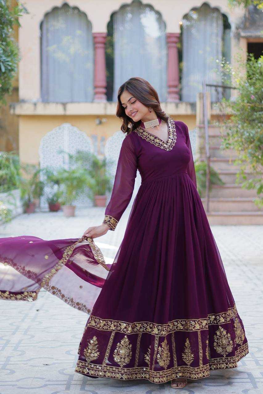 Ynf Faux Blooming RIN132 9217 Gowns Diwali Collections Wedding Collections Wholesale Embroidery Gowns Gown With Dupatta Wedding Outfits Manufacturer