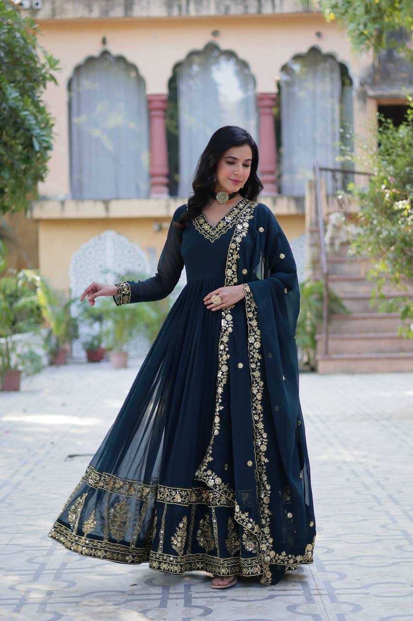 Ynf Faux Blooming RIN132 9217 Gowns Diwali Collections Wedding Collections Wholesale Embroidery Gowns Gown With Dupatta Wedding Outfits Manufacturer