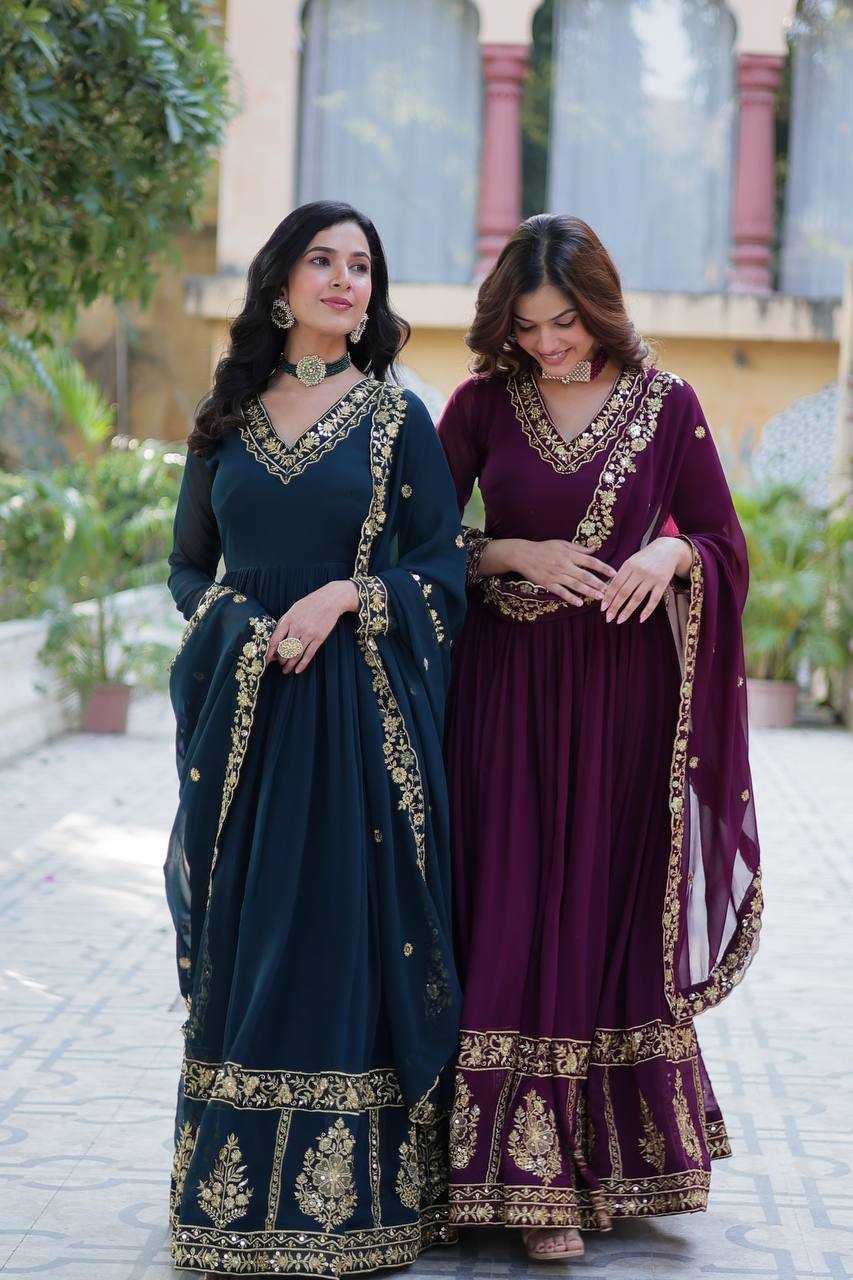 Ynf Faux Blooming RIN132 9217 Gowns Diwali Collections Wedding Collections Wholesale Embroidery Gowns Gown With Dupatta Wedding Outfits Manufacturer