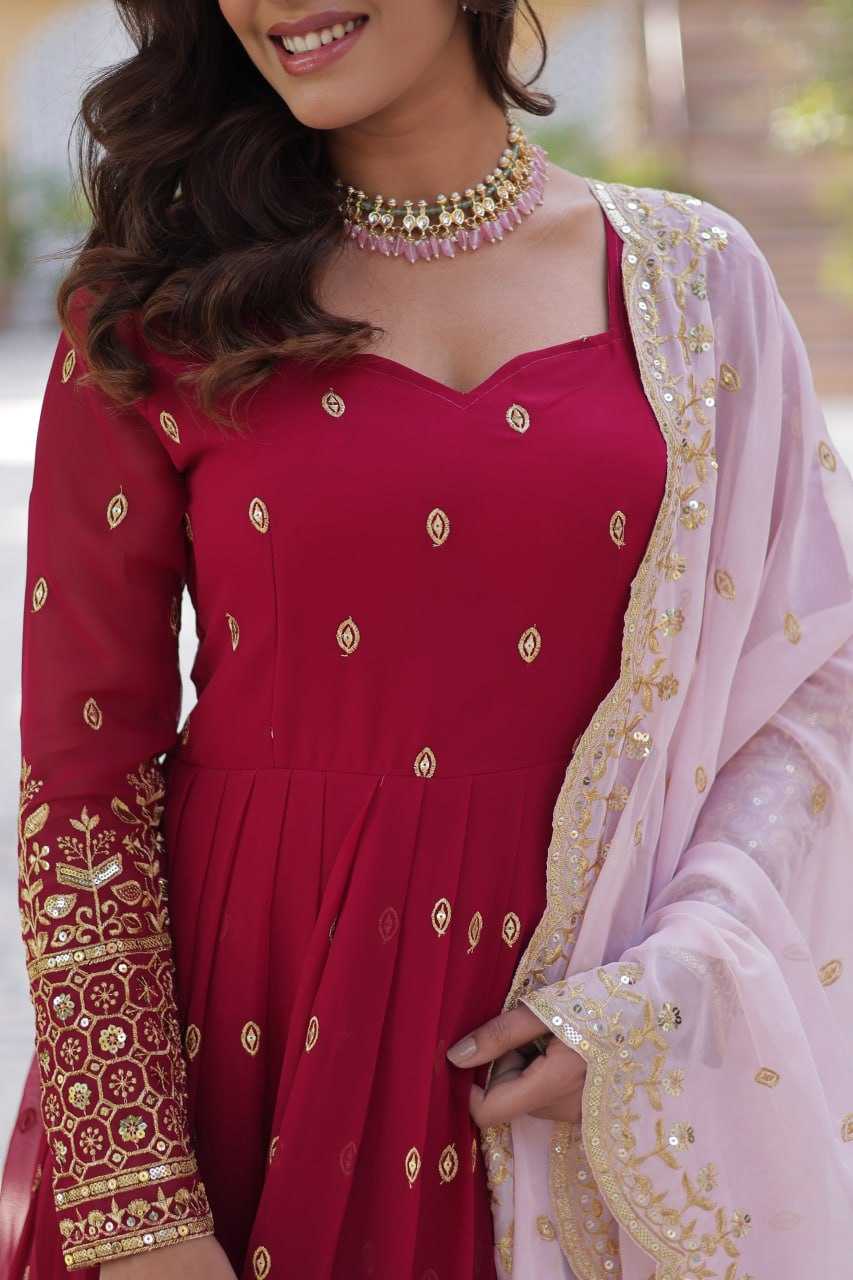 Ynf Faux Blooming RIN136 1138 Gowns Wholesale Embroidery Gowns Gown With Dupatta Full Sleeve Gowns Manufacturer