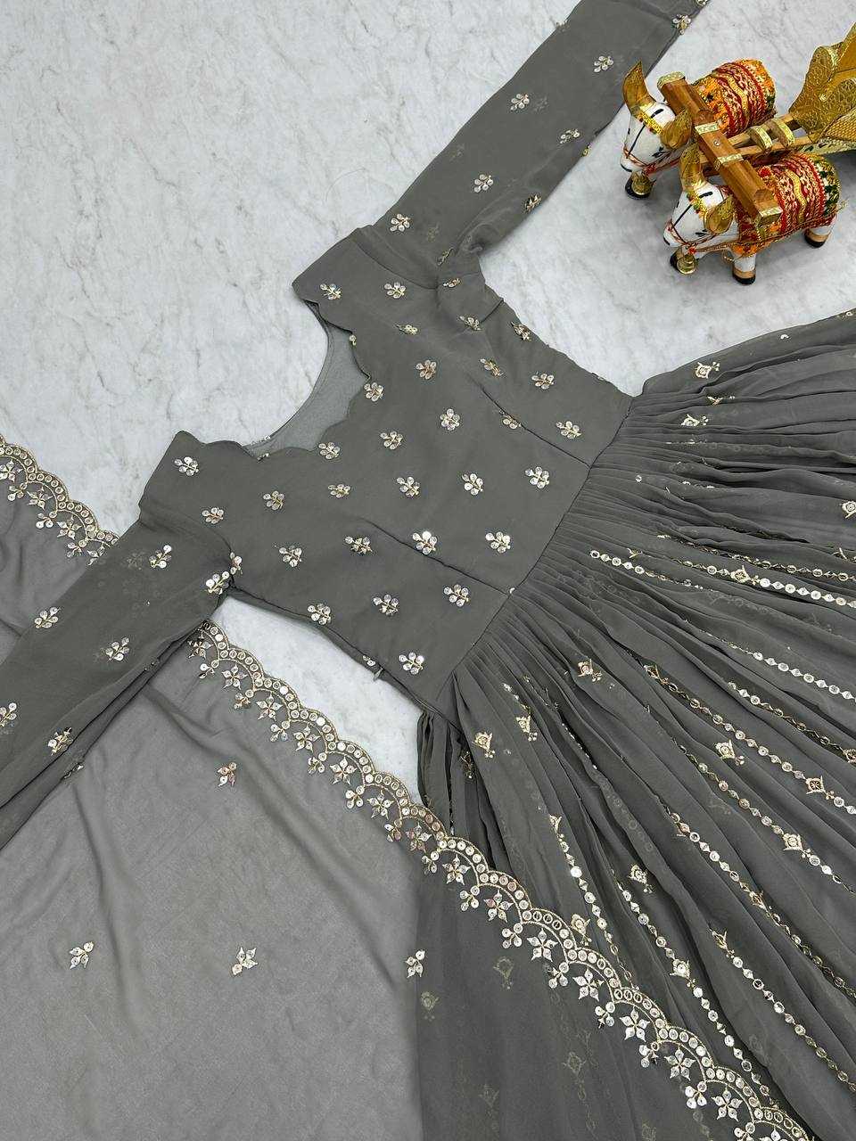 Ynf Faux Georgette KESH119 010 Gowns Wholesale Fancy Gowns Embroidery Gowns Designer Gowns Manufacturer